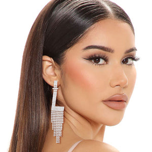 L Rhinestone Fringe Earrings