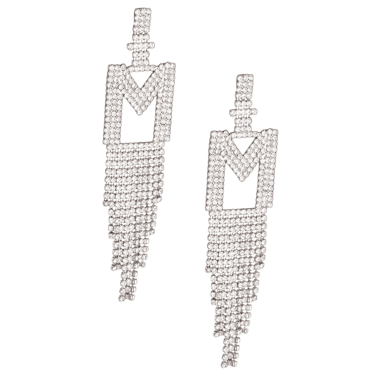 M Rhinestone Fringe Earrings