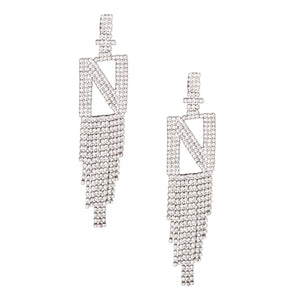 N Rhinestone Fringe Earrings