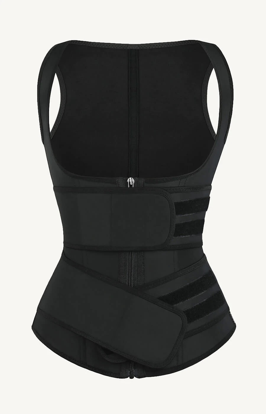 Black 9 Bone Latex Waist Trainer Vest w/ Double Velcro Belt