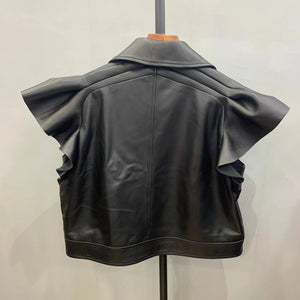 Motorcycle Leather Vest With Ruffles
