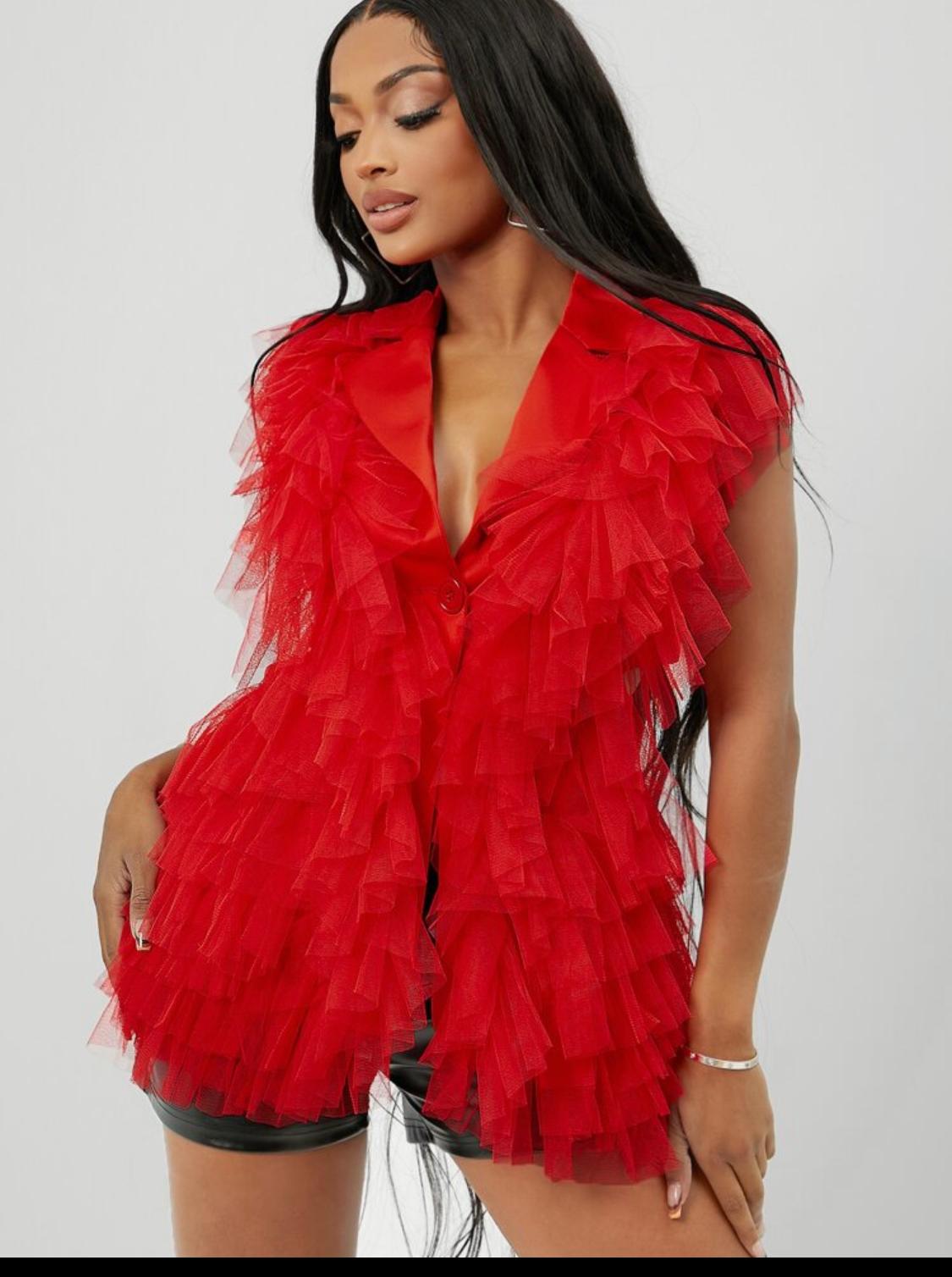 Red Tulle Blazer